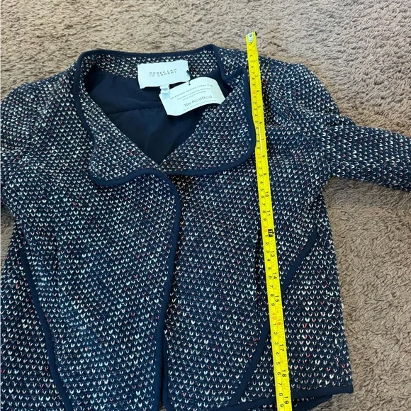 Derek Lam 10 Crosby 8 Navy Red Cardigan Jacket Cotton Tweed Size 2 - Picture 10 of 11